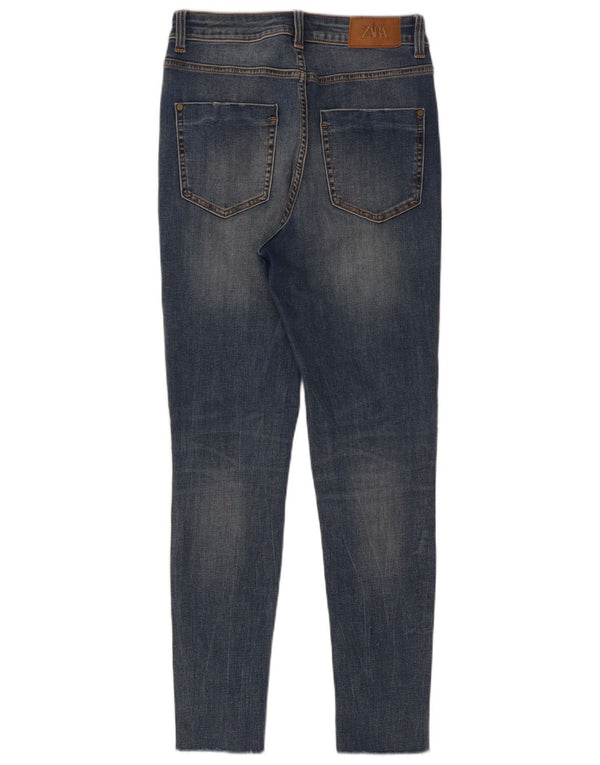 Zara Damen Distressed Skinny Jeans EU 36 XS W26 L28 Blaue Baumwolle