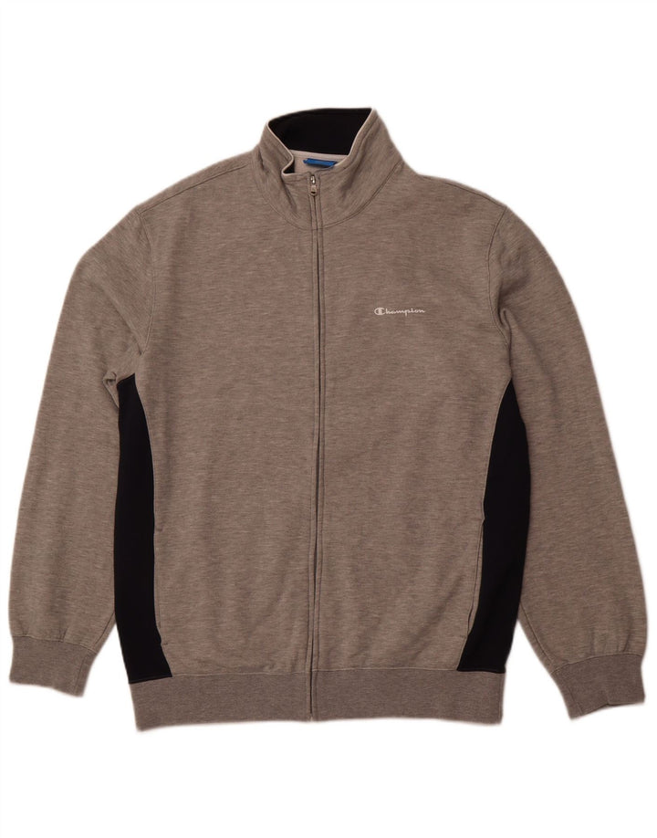 CHAMPION Herren-Trainingsanzug-Top-Jacke 2XL Graue Colourblock-Baumwolle