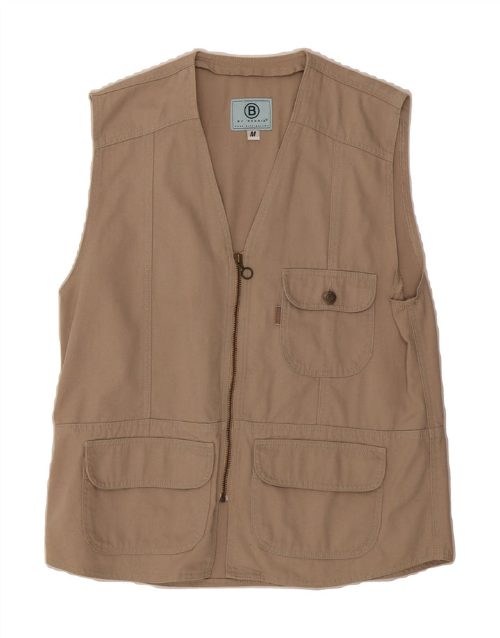 VINTAGE Mens Utility Gilet UK 38 Medium Beige Cotton Vintage Vintage and Second-Hand Vintage from Messina Hembry 