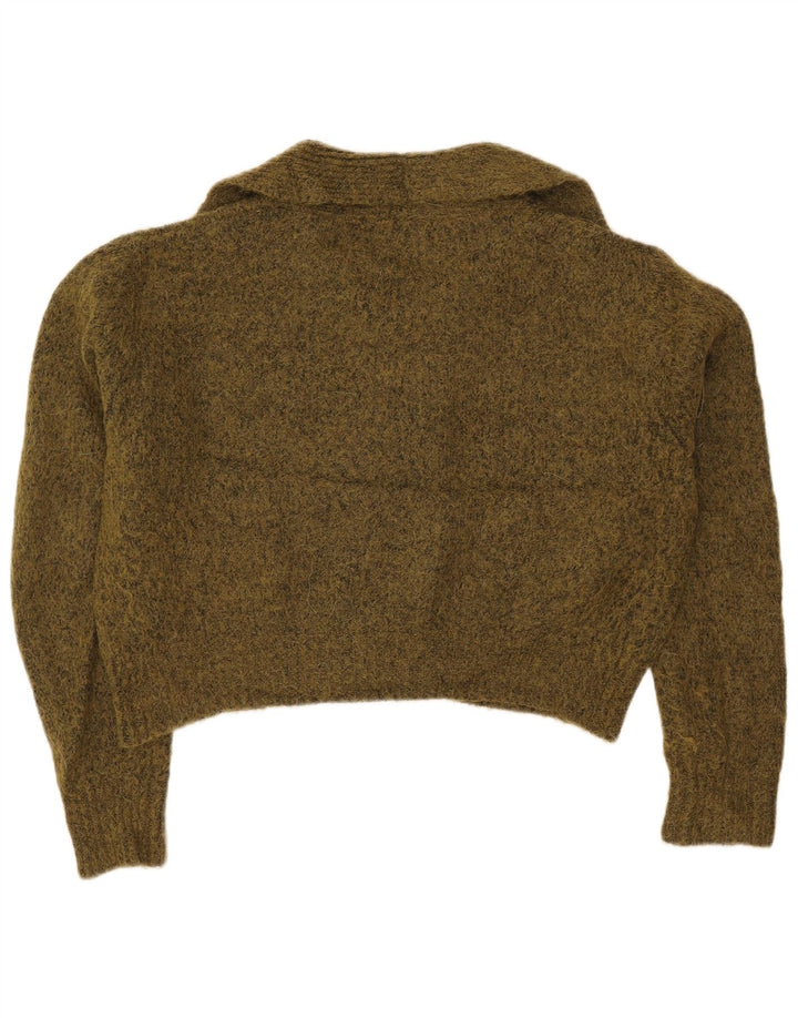 Übergroßer Crop-Cardigan von Zara für Damen, Gr. 14, mittleres Khaki meliert