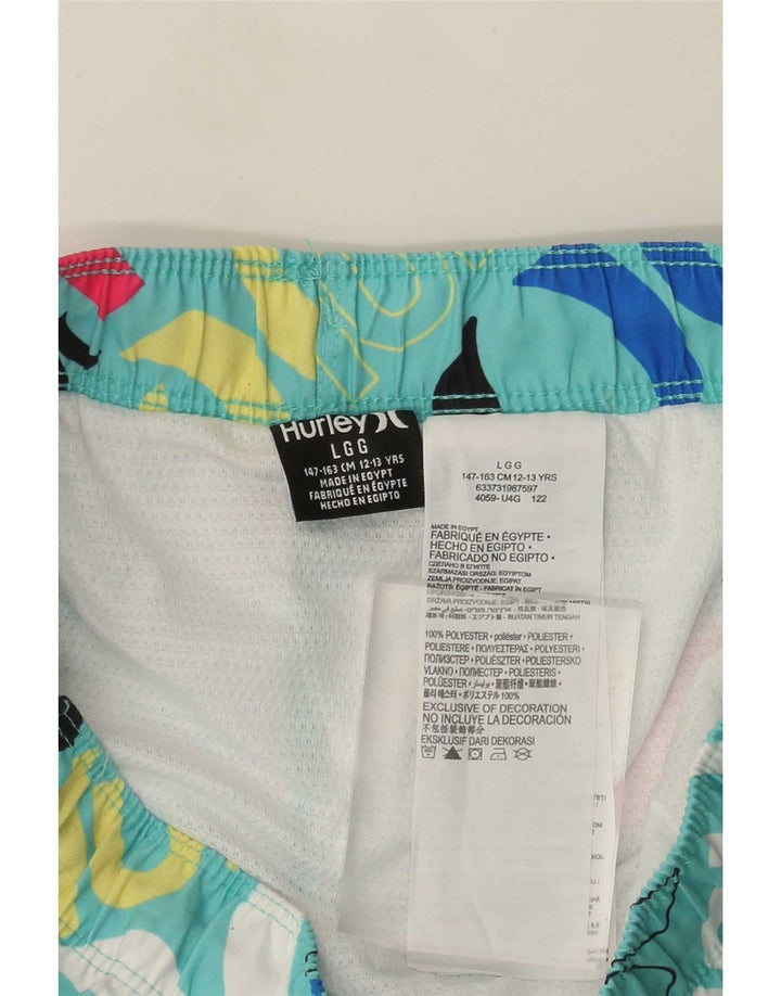 Hurley Jungen-Badeshorts mit Grafik, 12–13 Jahre, groß, türkisfarbenes Polyester