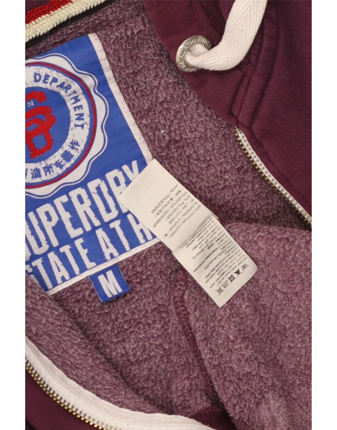 Superdry Damen-Kapuzenpullover mit grafischem Reißverschluss, UK 14, mittleres Kastanienbraun, Baumwolle