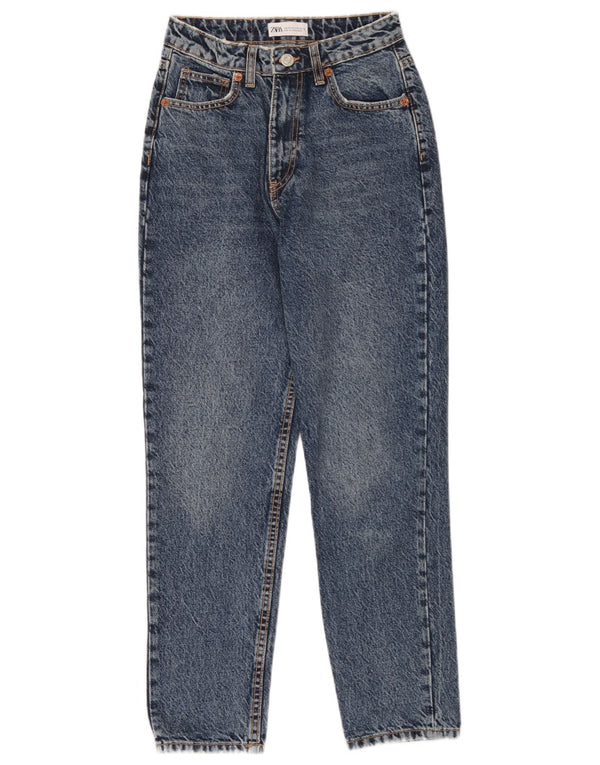 Zara Damen Tapered Jeans EU 34 2XS W24 L28 Blaue Baumwolle