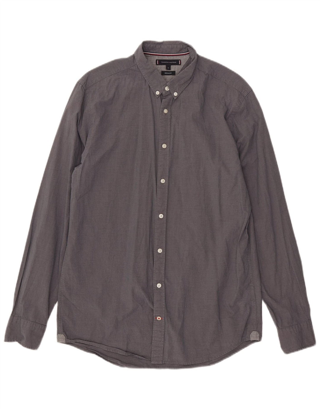 Tommy Hilfiger Herren-Hemd mit normaler Passform, mittelgraue Baumwolle
