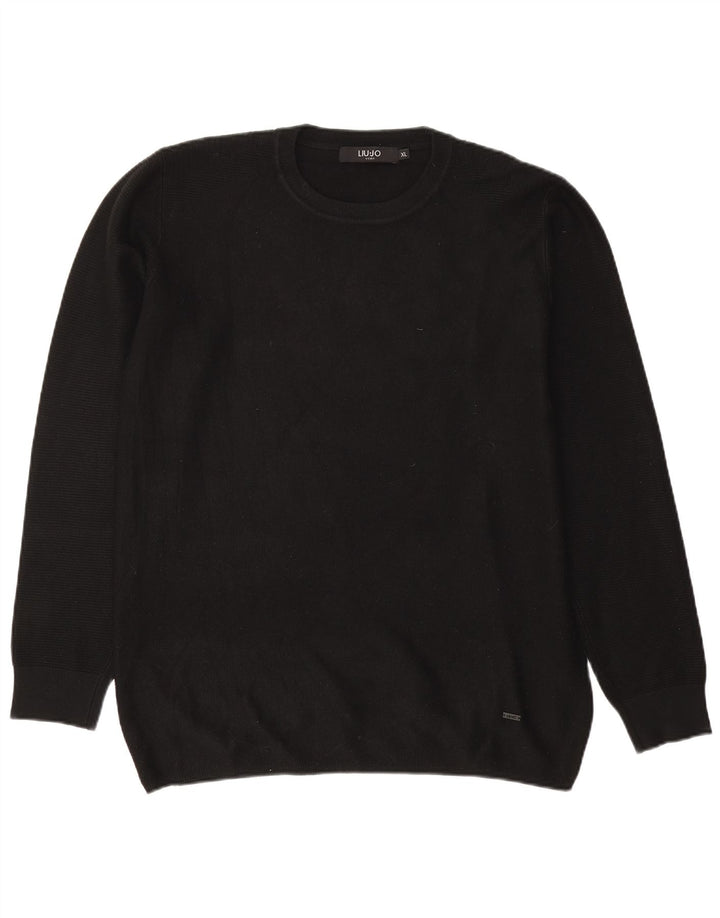 Liu Jo Herren-Pullover mit Rundhalsausschnitt, XL, schwarze Viskose