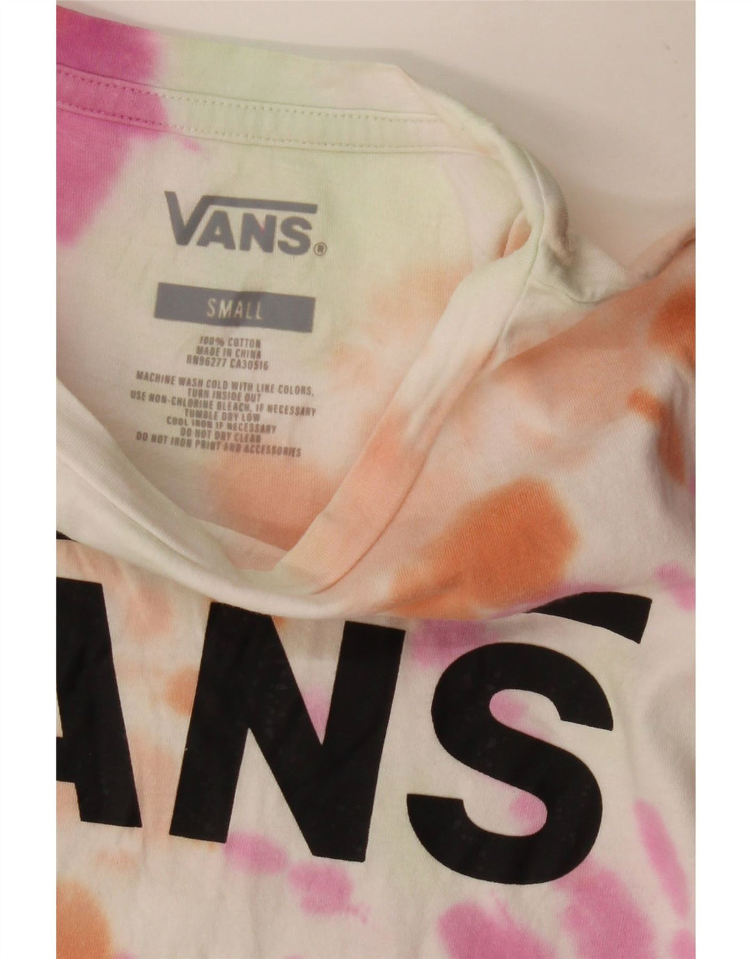 VANS Damen Crop Graphic T-Shirt Top UK 8 Small Mehrfarbig Tie Dye