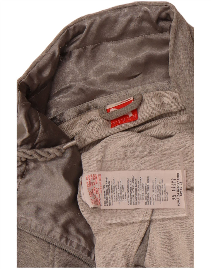 Puma Damen-Trainingsanzug-Top-Jacke, UK 14, große graue Baumwolle