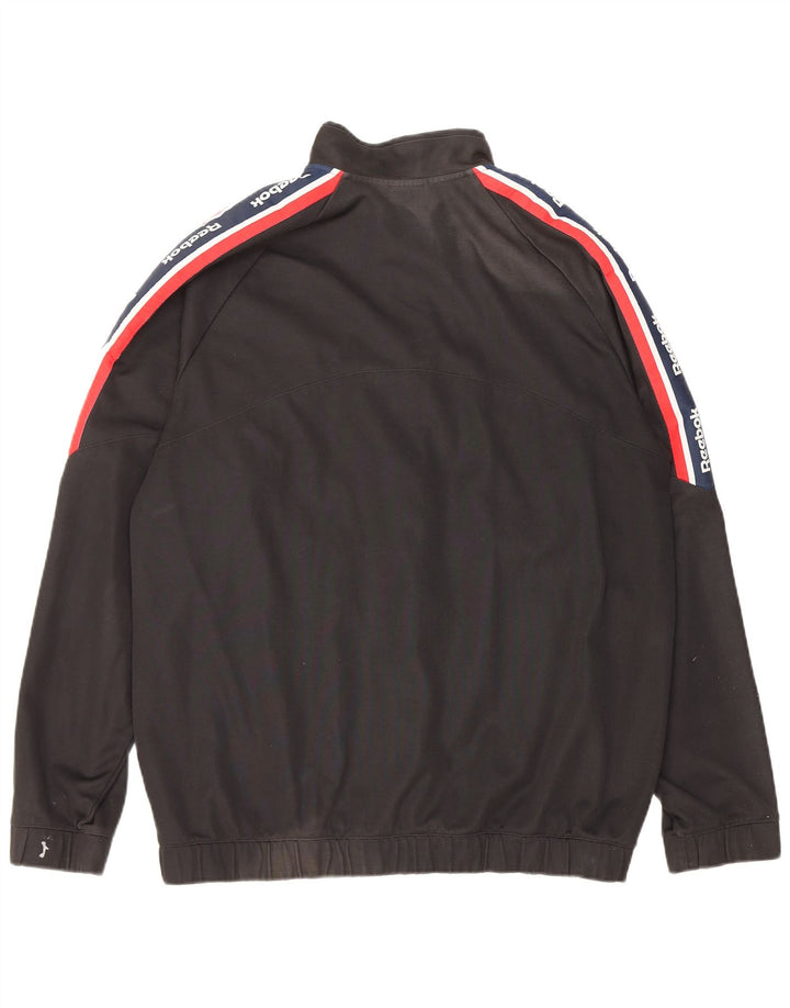 Reebok Herren-Trainingsanzug mit grafischem Oberteil, groß, schwarze Farbblock-Baumwolle
