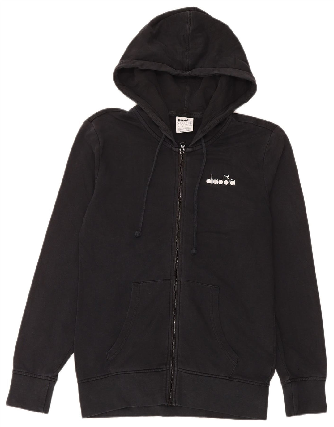 Diadora Herren-Kapuzenpullover mit Reißverschluss, Größe S, Schwarz