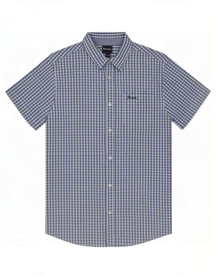 Bench Herren-Kurzarmhemd, EU 52, große blaue Gingham-Baumwolle