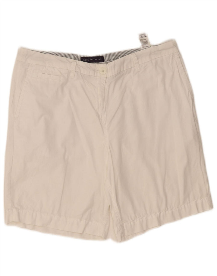Marks & Spencer Damen Chinoshorts UK 12 Medium W34 Weiße Baumwolle