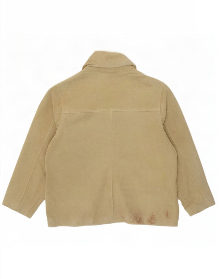 Rossodisera Damen Übergroße Wildlederjacke UK 14 Medium Beige Leder