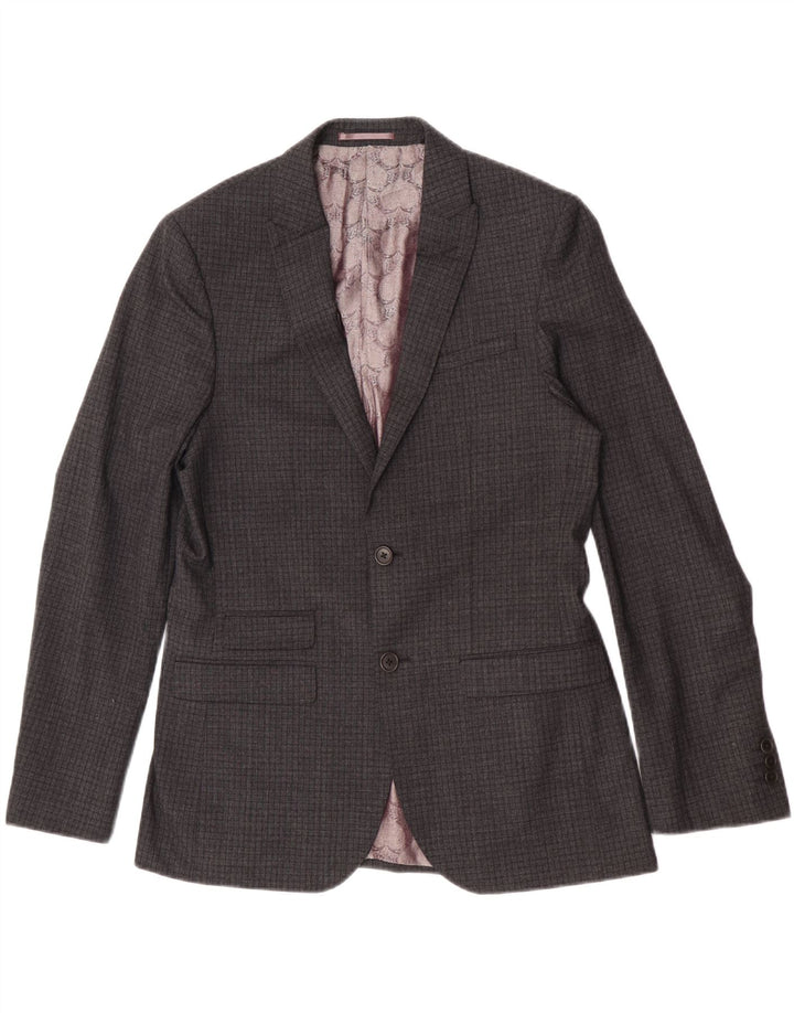 Ted Baker Herren-Blazer mit normaler Passform und 2 Knöpfen, Gr. 40, groß, grau kariert
