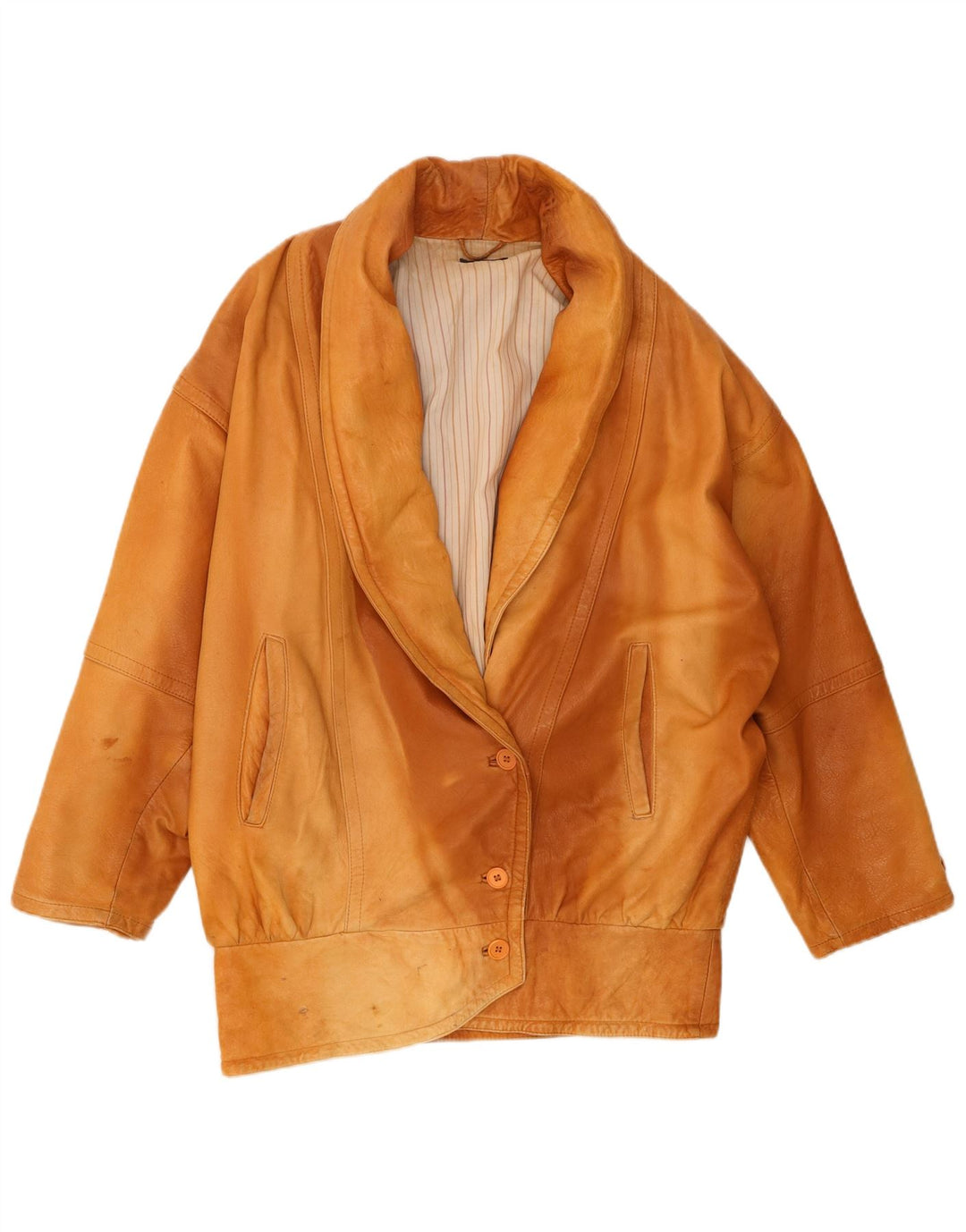 PIELINI Womens Oversized Leather Jacket EU 36 Small Brown