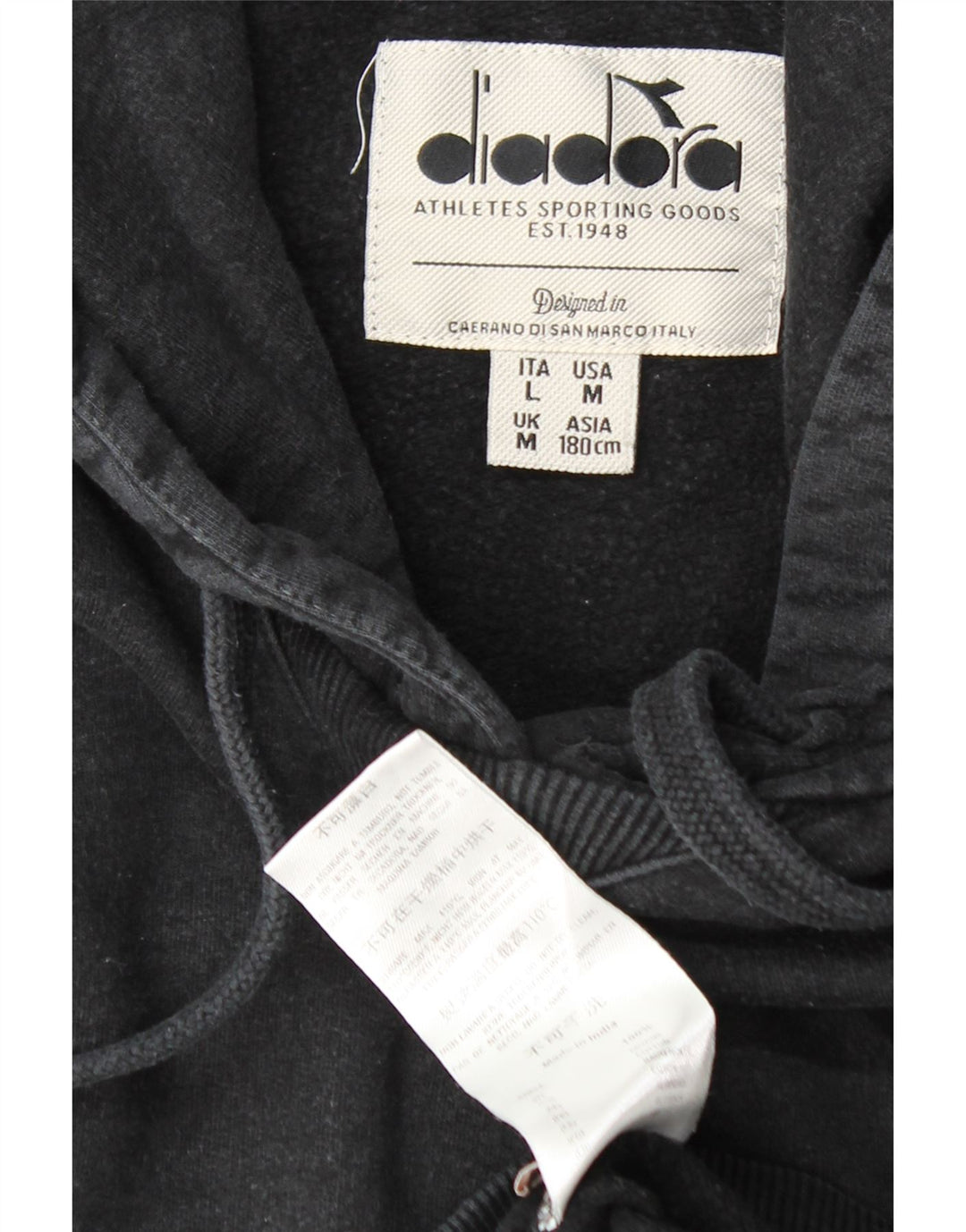 Diadora Herren-Kapuzenpullover mit Grafik, mittelgraue Baumwolle