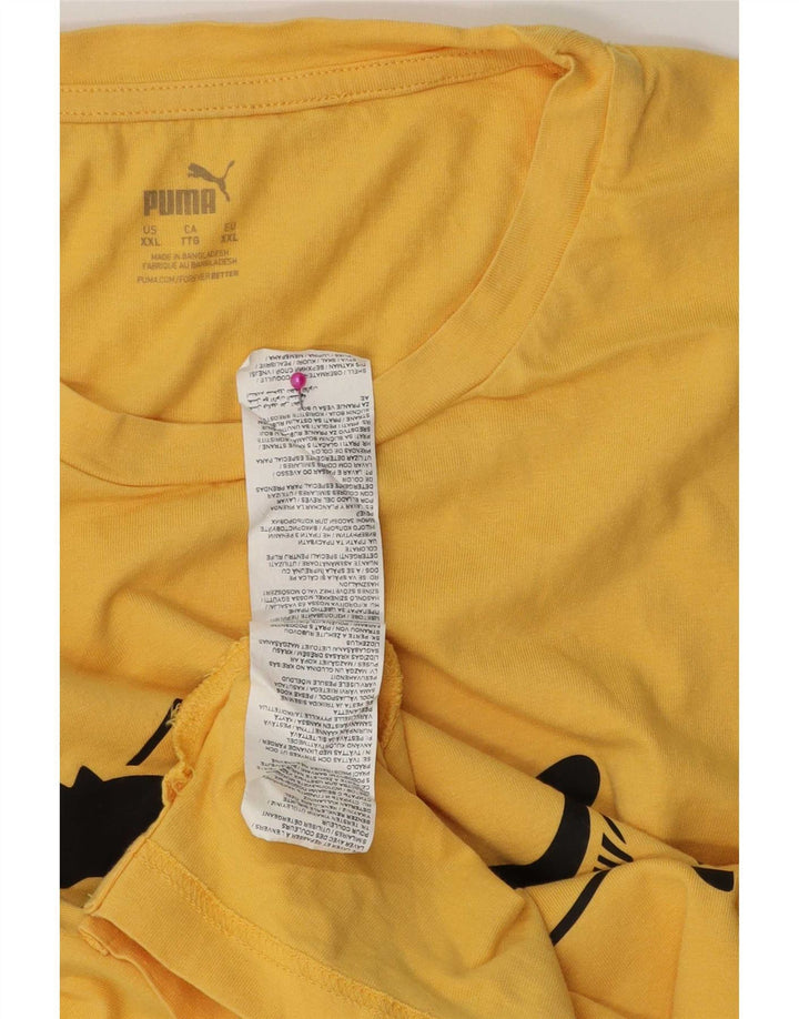 Puma Herren Grafik T-Shirt Top 2XL Gelb Baumwolle