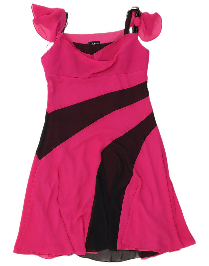 Gattinoni Damen A-Linien-Kleid IT 48 XL Pink Colourblock Polyester