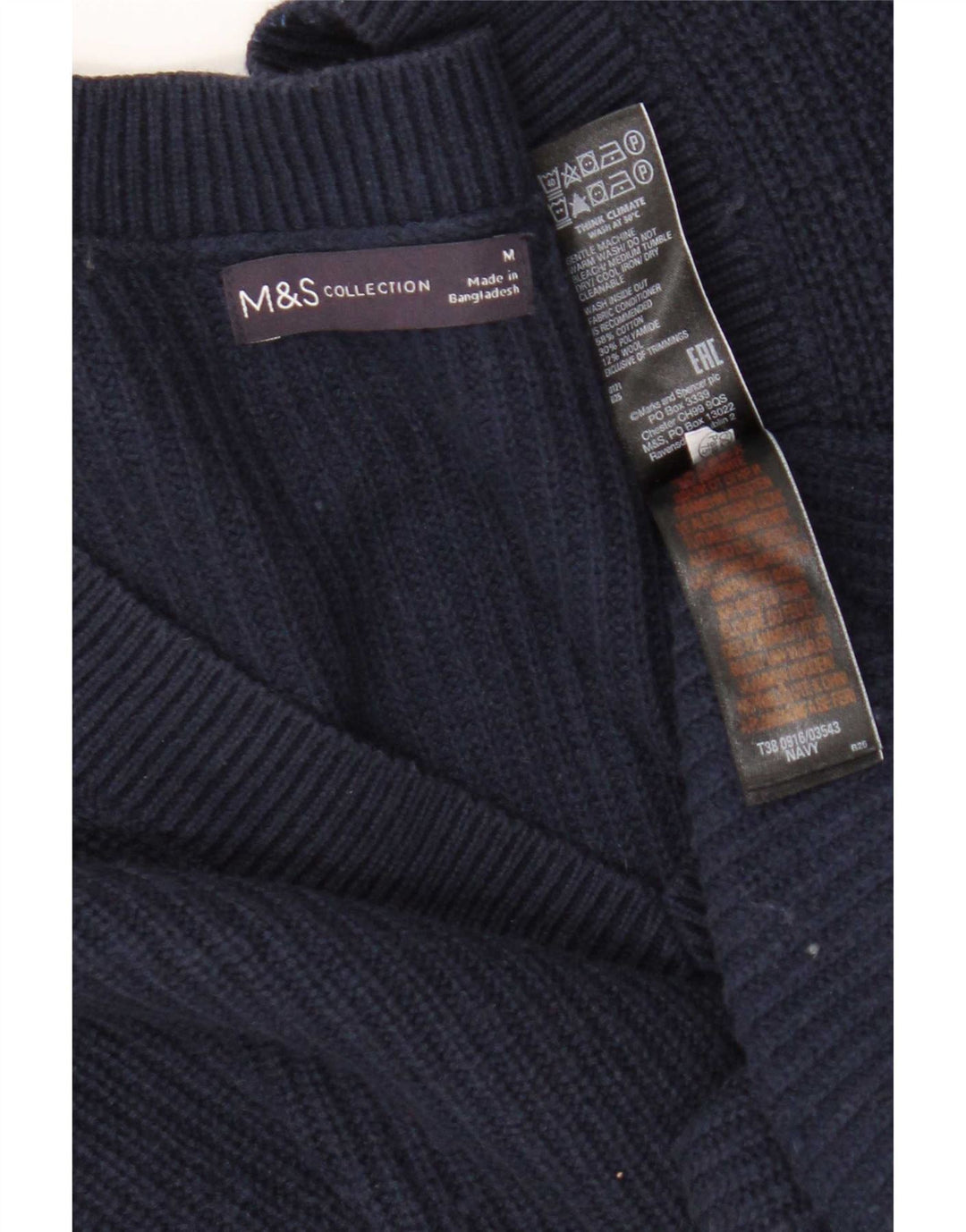 Marks & Spencer Damen Pullover mit bauchfreiem V-Ausschnitt, Gr. 14, mittleres Marineblau