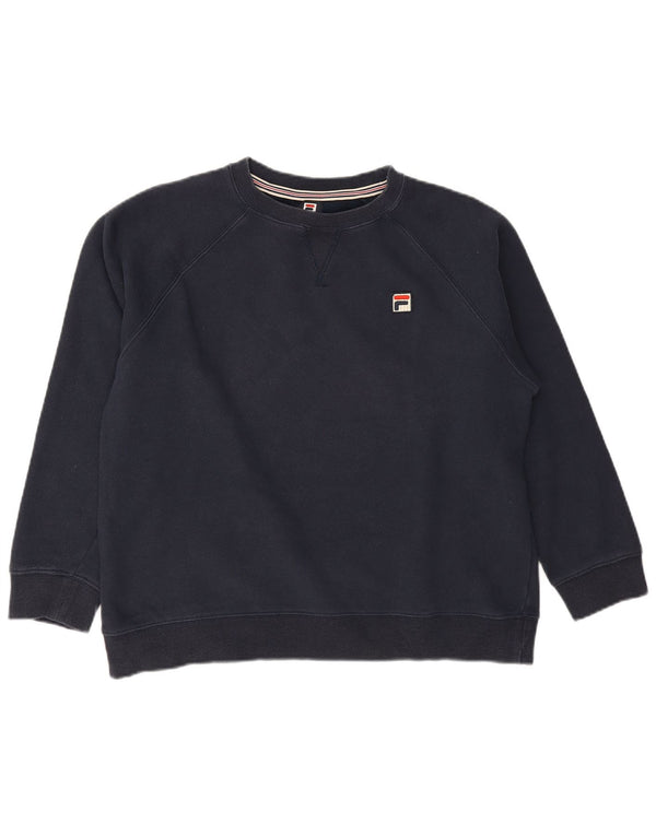 Fila Damen Sweatshirt Pullover UK 16 Large Marineblau Baumwolle