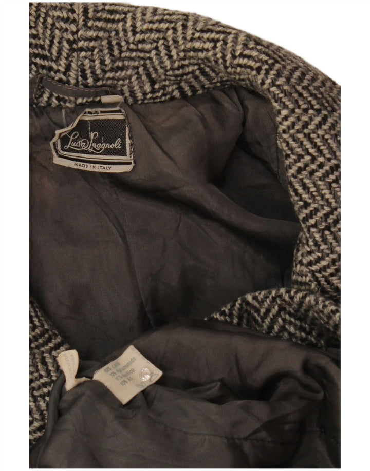 Luisa Spagnoli Damen Blazer Jacke UK 12 Mittelgraues Fischgrätenmuster