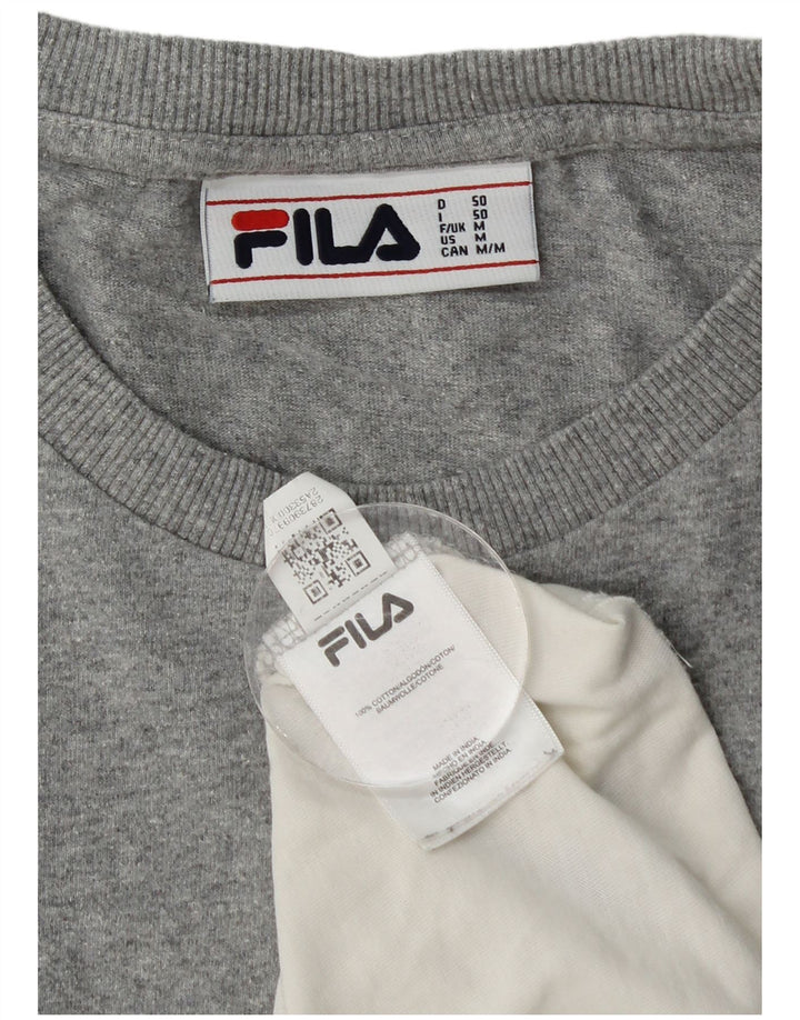 Fila Herren Grafik-T-Shirt-Oberteil aus mittelgrauer Colourblock-Baumwolle