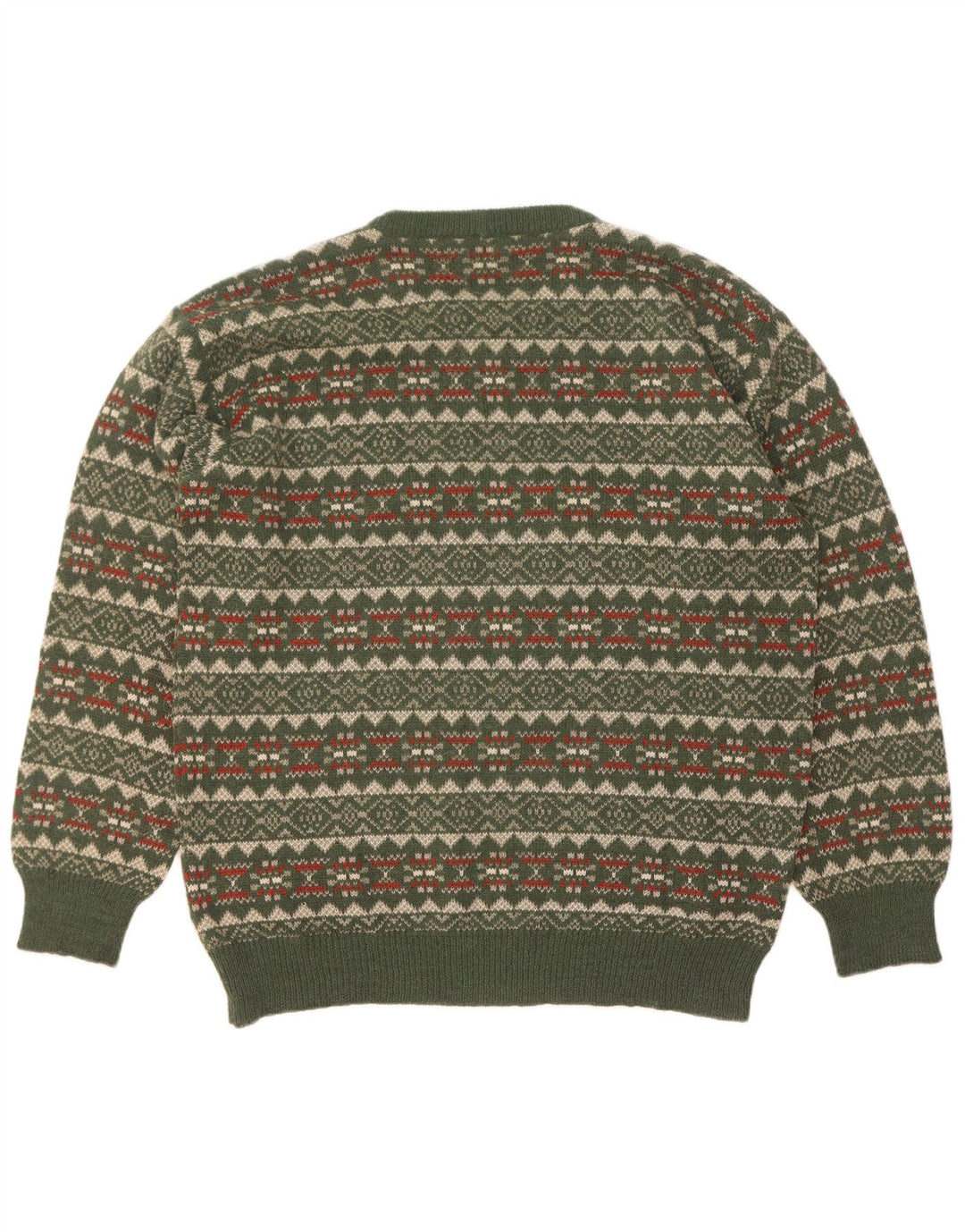 Silvy Herren-Pullover mit Rundhalsausschnitt, IT 52, Größe L, Grün, Fair Isle