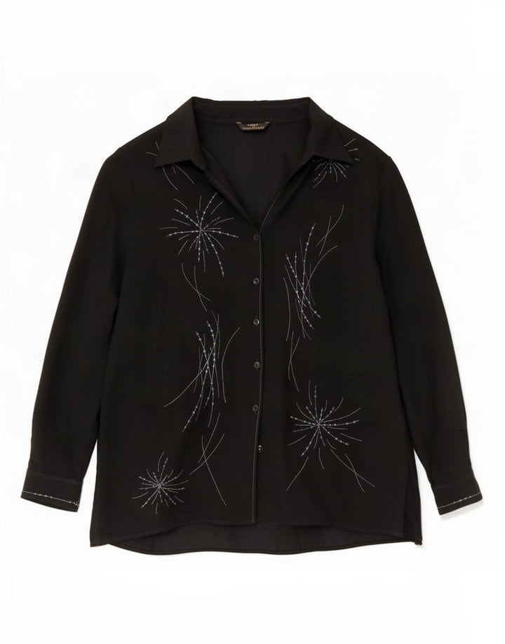 Marks & Spencer Damen-Hemdbluse mit St. Michael-Grafik, Gr. 44, Schwarz