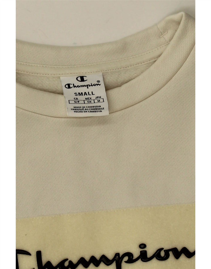 Champion Womens Graphic Oversized Sweatshirt Pullover UK 10 Small Weiß