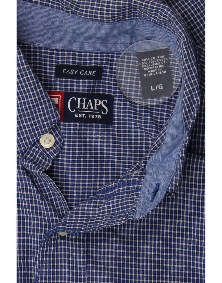 Chaps Herren-Hemd, pflegeleicht, groß, blau kariert, Baumwolle