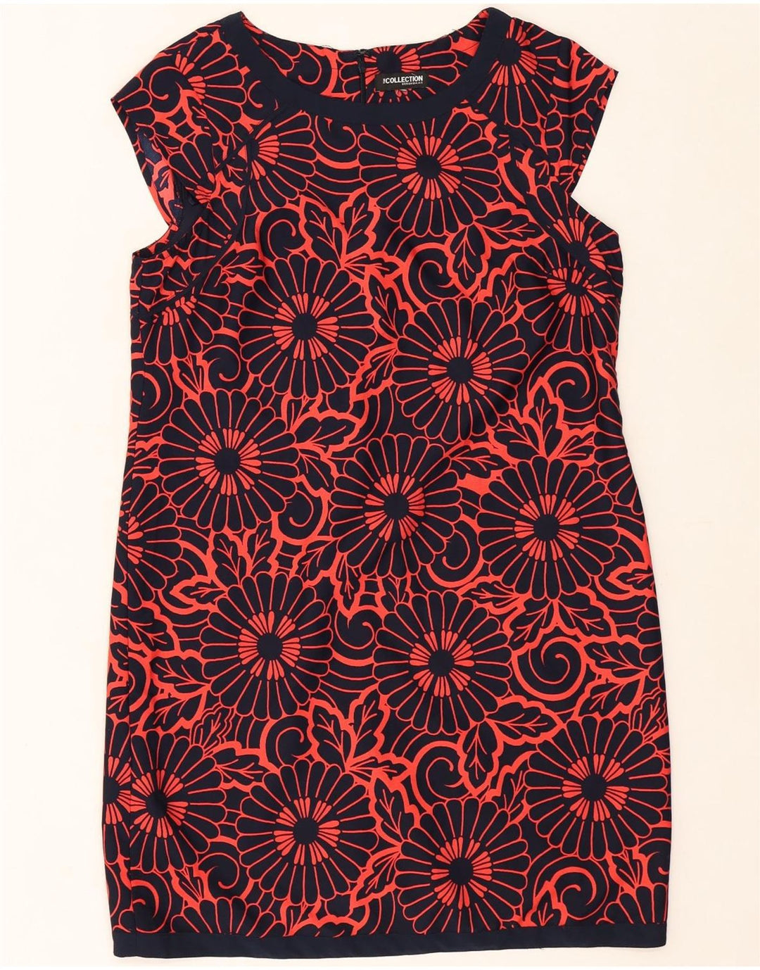 DEBENHAMS Womens Sheath Dress UK 14 Large Red Floral Polyester Vintage Debenhams and Second-Hand Debenhams from Messina Hembry 