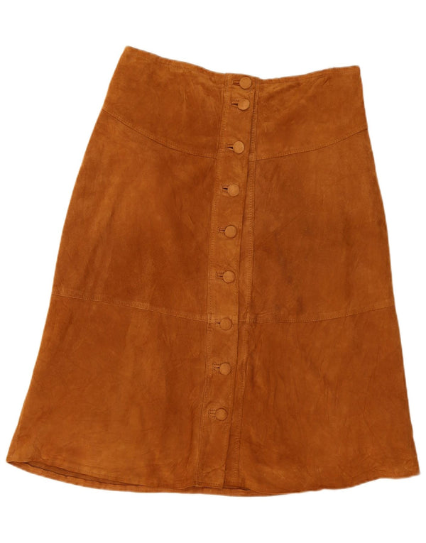 Vintage Damen Wildleder A-Linie Rock W36 XL Beige
