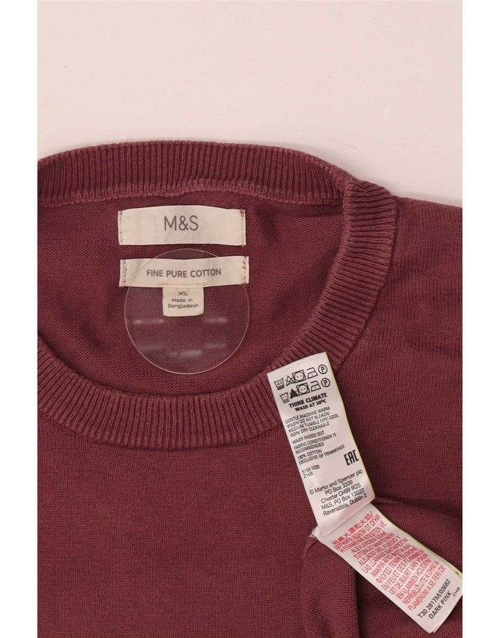 Marks & Spencer Herren-Pullover mit Rundhalsausschnitt, XL, rosa Baumwolle