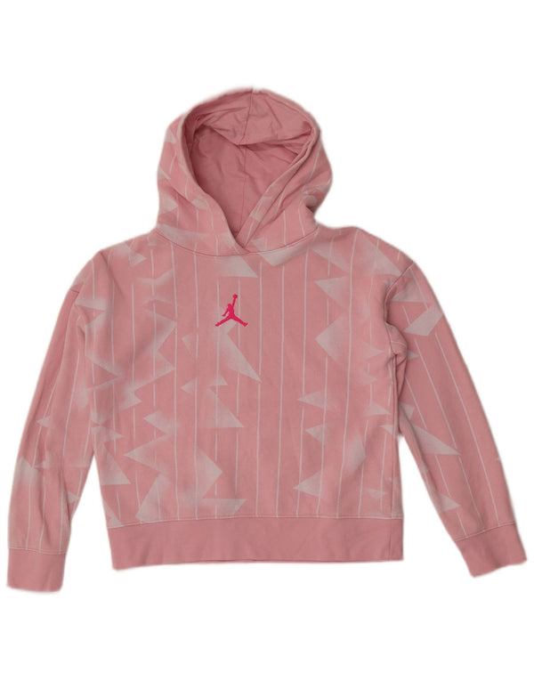 Jordan Mädchen-Kapuzenpullover, 12–13 Jahre, groß, rosa, geometrische Baumwolle
