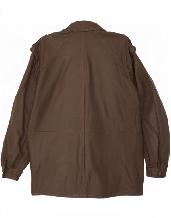 Vintage Herren Militärlederjacke IT 54 2XL Braun
