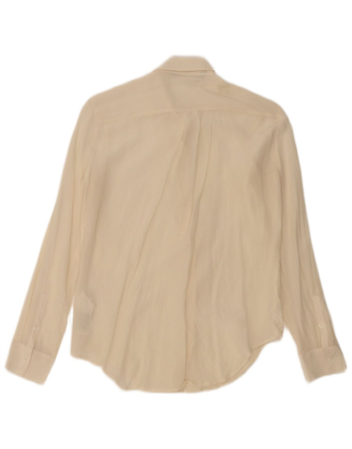 Zara Damen-Hemd UK 12 Medium Off White Silk