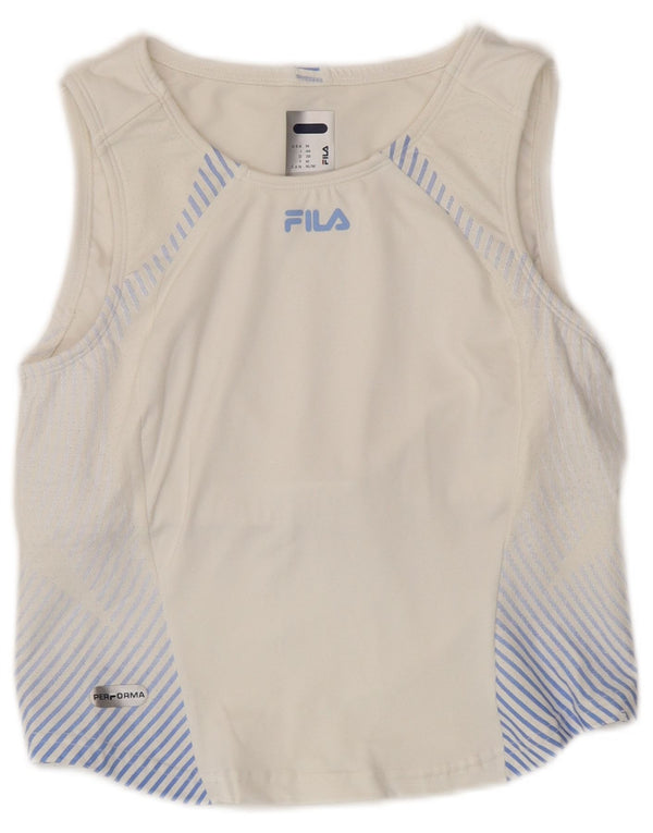 FILA Damen Weste Top IT 44 Mittelweiß gestreiftes Polyamid