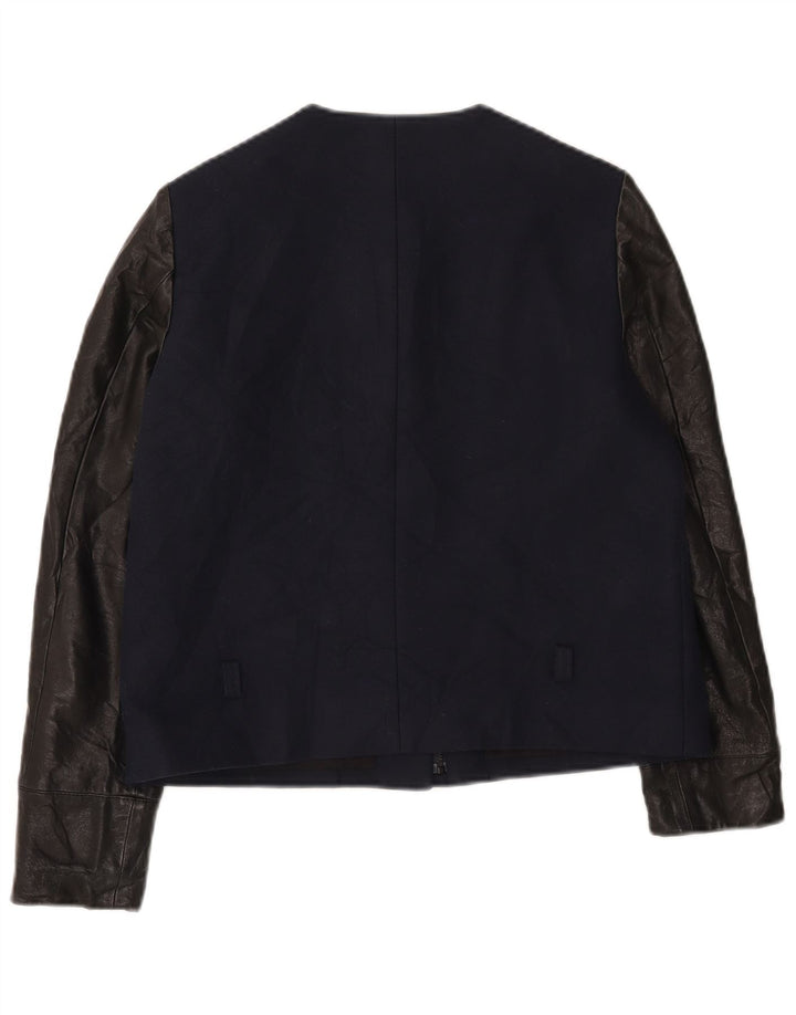 Cos Damen-Blazerjacke, EU 40, mittelmarineblaue Colourblock-Baumwolle