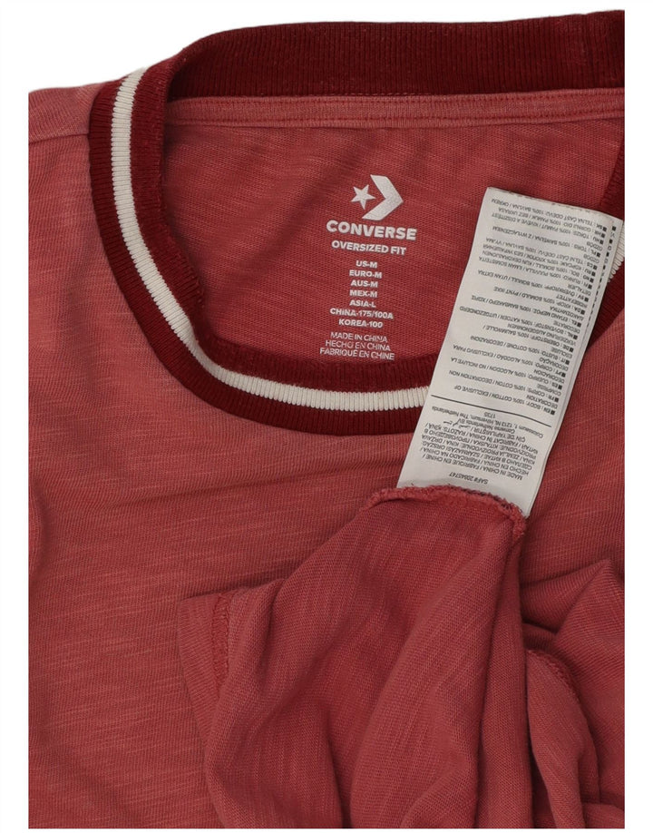 Converse Herren-T-Shirt mit übergroßem Grafik-T-Shirt, mittelgroß, Burgunderrot, gefleckte Baumwolle