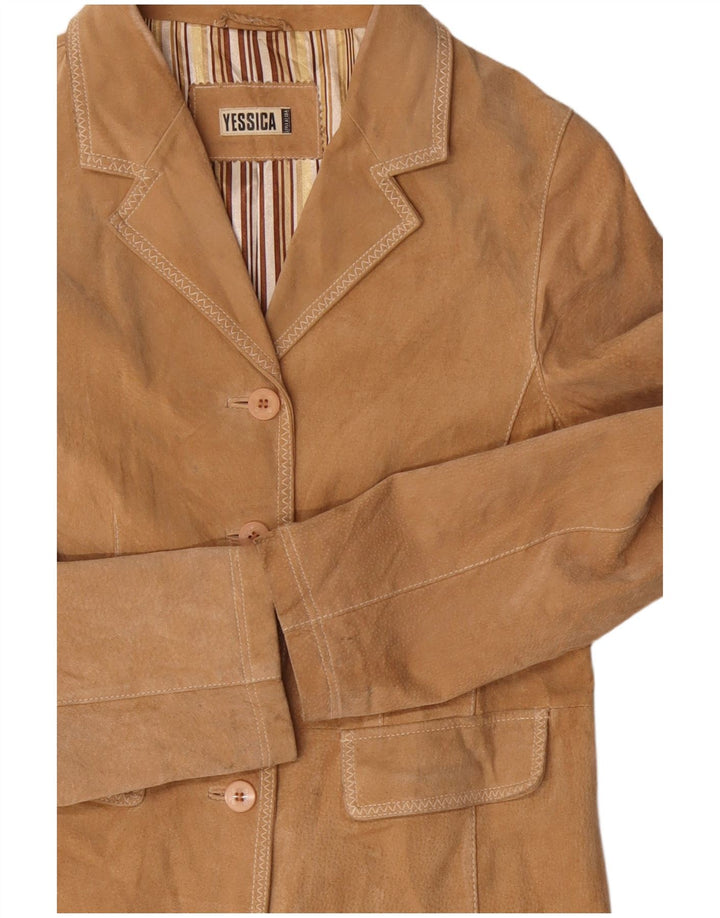 Yessica Damen 4-Knopf-Wildleder-Blazerjacke UK 14 Mittelbraun