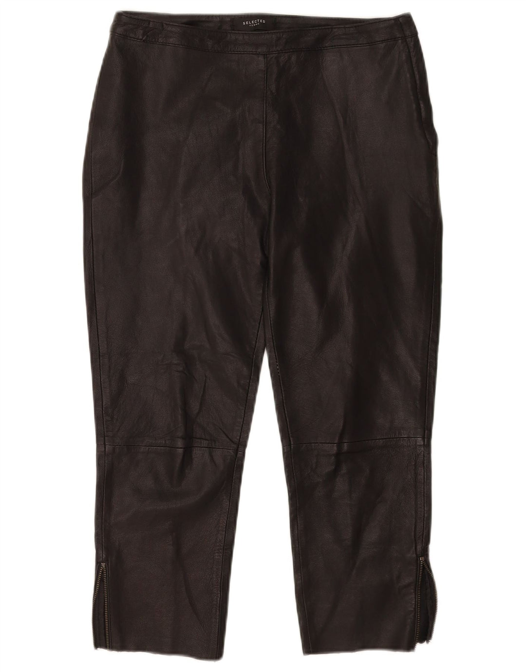 Selected Damen Capri-Hose aus Kunstleder, EU 38, M, B29, L22, Schwarz