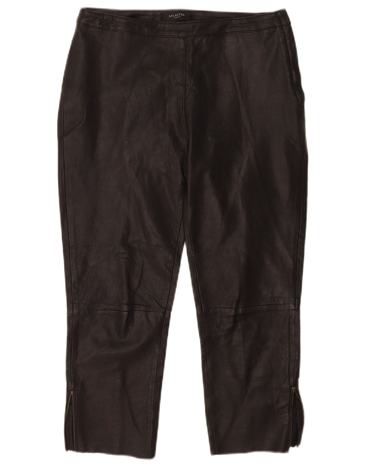 Selected Damen Capri-Hose aus Kunstleder, EU 38, M, B29, L22, Schwarz