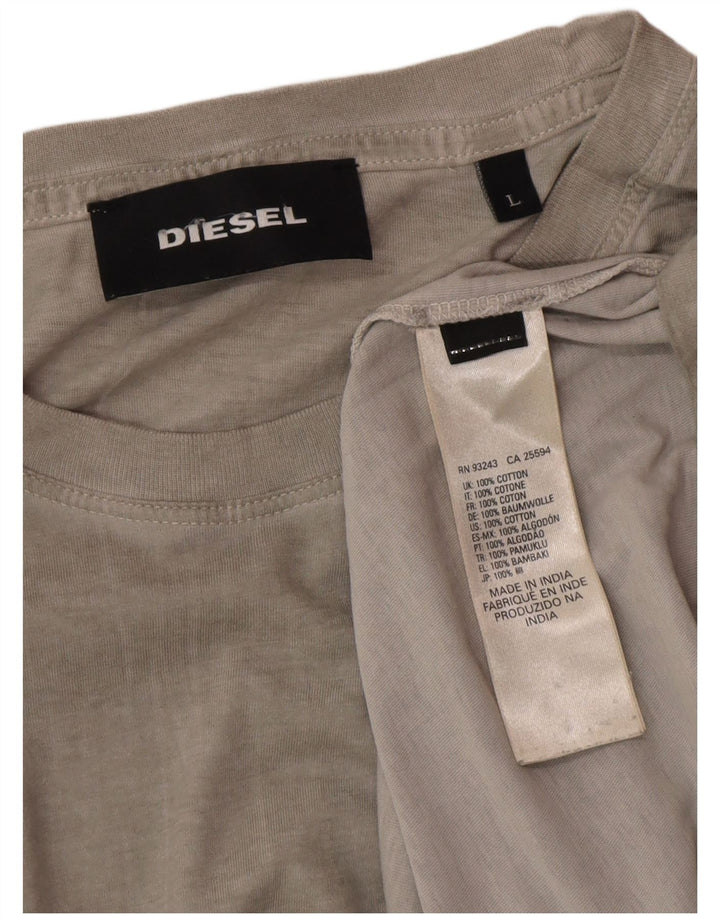 Diesel Herren T-Shirt Top Large Grau Baumwolle