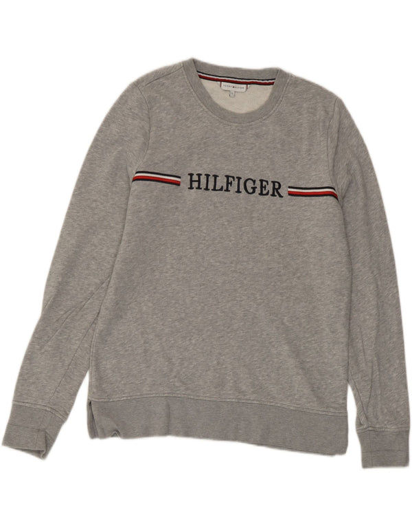 Tommy Hilfiger Damen-Sweatshirt mit Grafik, Gr. 10, Größe S, Grau meliert