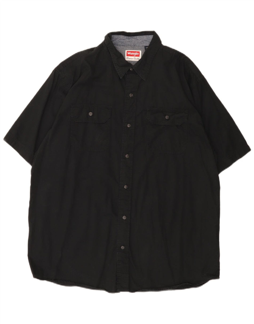 WRANGLER Herren-Kurzarmhemd, groß, schwarze Baumwolle