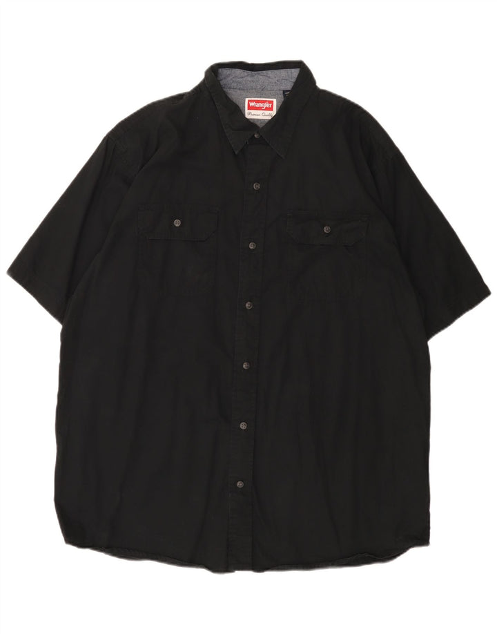 WRANGLER Herren-Kurzarmhemd, groß, schwarze Baumwolle