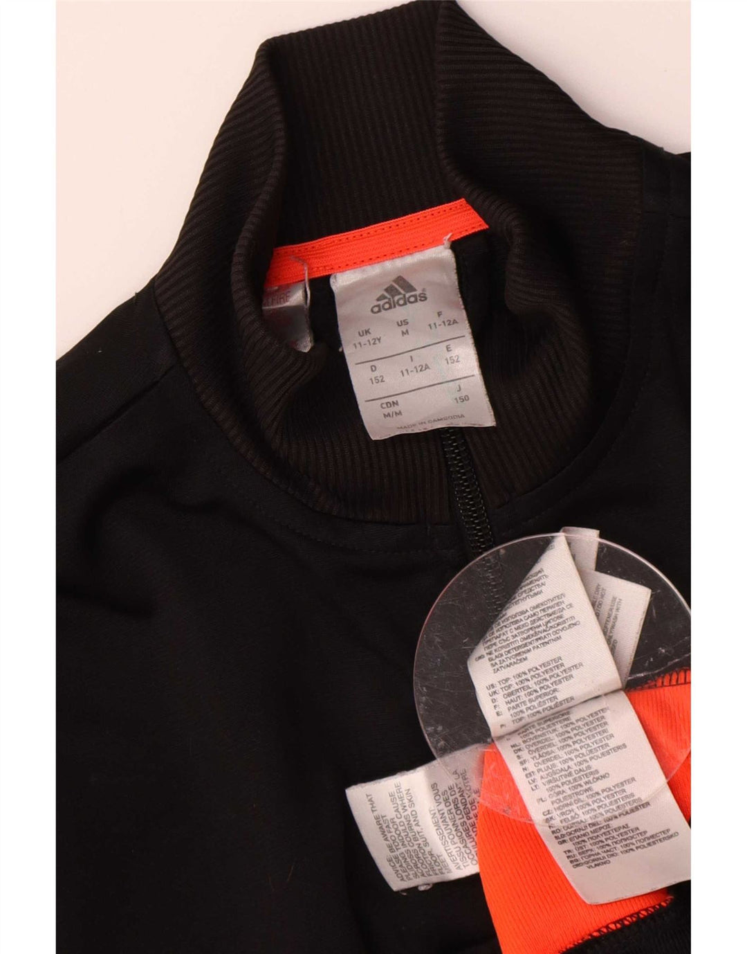 Adidas Jungen-Trainingsanzug-Top-Jacke, 11–12 Jahre, schwarzes Colourblock-Polyester