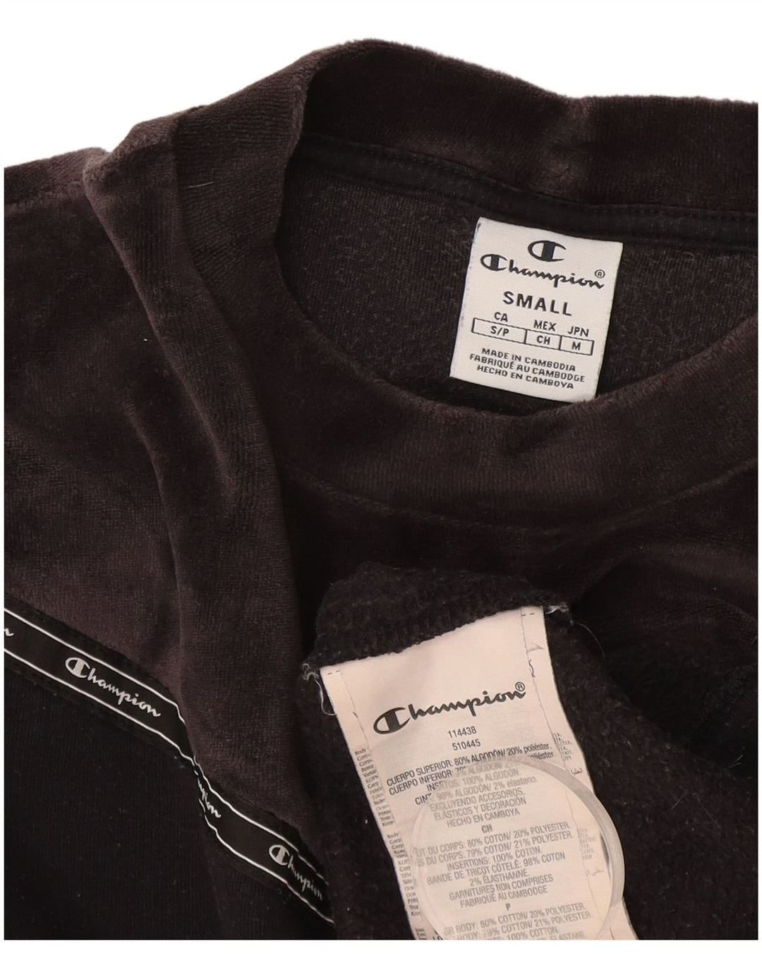 Champion Damen Crop Graphic Sweatshirt Pullover UK 10 Small Schwarz Baumwolle