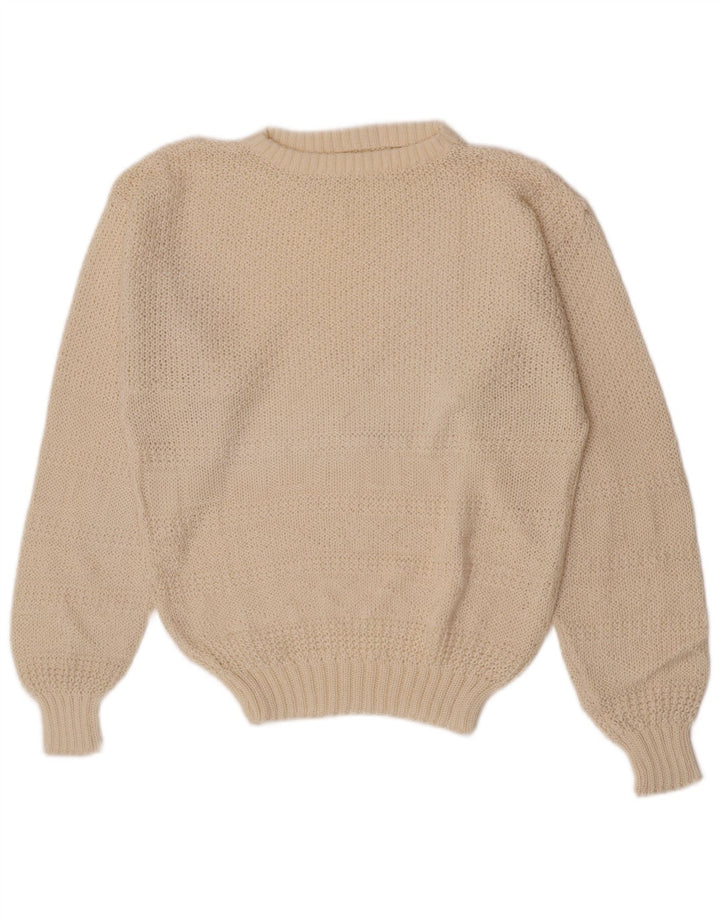 Vintage Damen Pullover mit normaler Passform und Rundhalsausschnitt, Gr. 12, mittelgrau