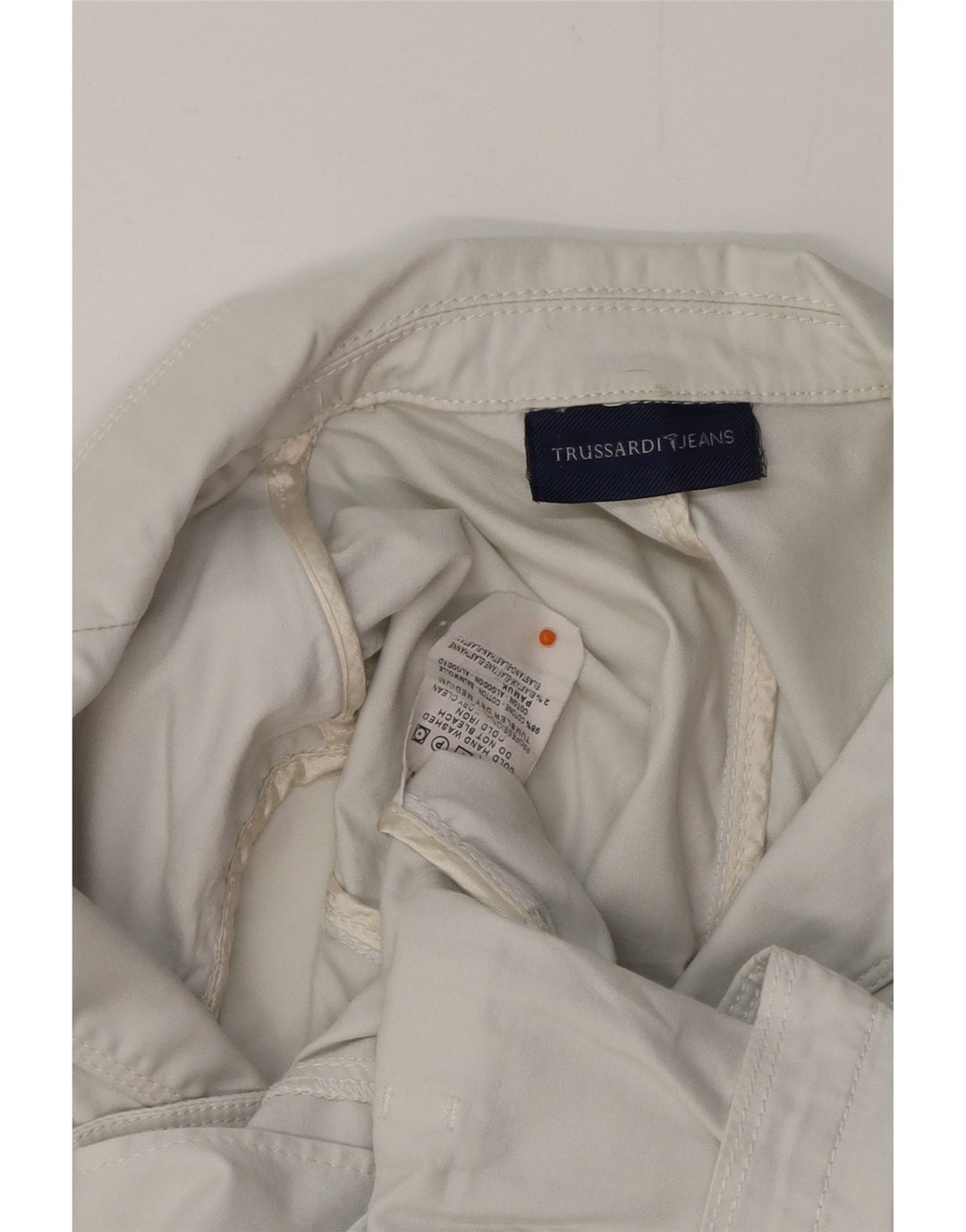 TRUSSARDI Damen 3-Knopf-Blazerjacke IT 40 Small Weiße Baumwolle