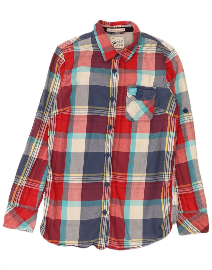 Superdry Damen-Flanellhemd, Größe M, mehrfarbig, kariert, Baumwolle, UK 14